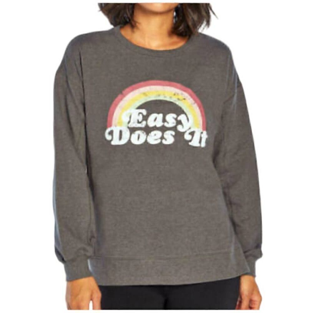 WILDFOX Easy Does It Graphic Sweatshirt in Gray and Rainbow Size Large